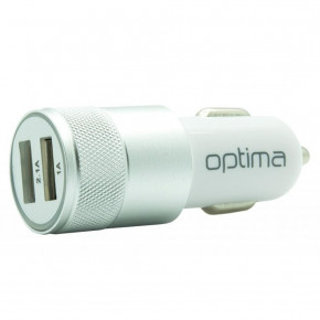    Optima 2*USB Metal (3.1A) Silver (40792)