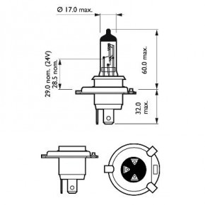  Philips 12593RAC1 H4 100/55W 12V P43t Rally 3