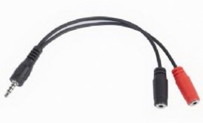 - Gembird CCA-417 3.5 mm 4-pin plug to 3.5 mm stereo+mono mic.sockets 0,2 , black