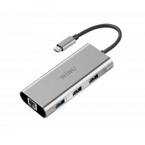  WIWU Apollo A430R USB-C to RJ45+3xUSB3.0 HUB Gray (6957815507160)