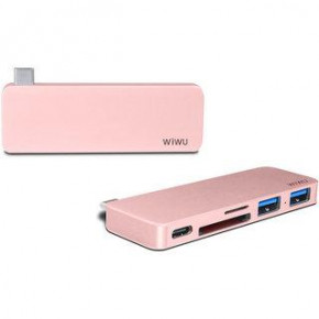  WIWU T6 USB-C to USB-C+SD+2xUSB3.0 HUB Rose Gold