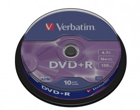  Verbatim DVD+R 4,7GB 16x Cake Box 10 (43498)