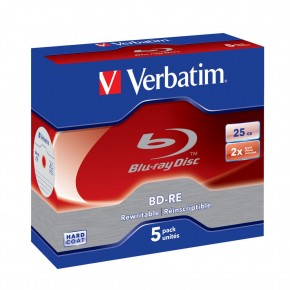  Verbatim BD-RE 25GB 5PK 1x-2x JC Hard Coat Scratch Guard Plus (43615)