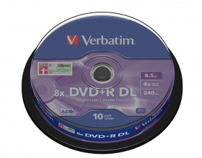  Verbatim DVD+R 8,5GB 8x Cake Box 10 Dual Layer (43666)