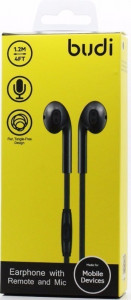  Budi Handsfree Earphone Remote Mic Black 6