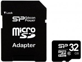   Silicon Power microSDHC 32 GB card Class 10 + adapter (SP032GBSTH010V10-SP)