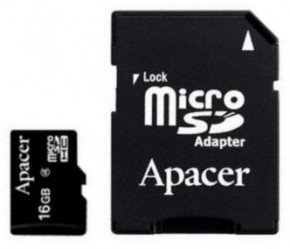   Apacer microSDHC 16GB Class 4 (adapter SD) (AP16GMCSH4-R)