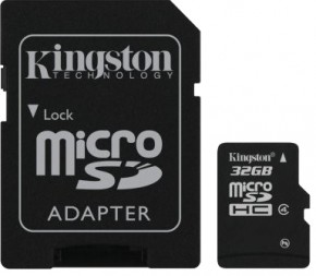   Kingston 32GB microSDHC Class 4 (adapter SD) (SDC4/32GB)