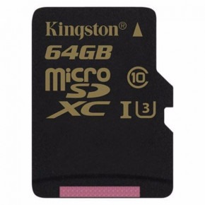   Kingston 64GB microSDXC C10 UHS-I U3 R90/W45MB/s 4K + SD  (SDCG/64GB)