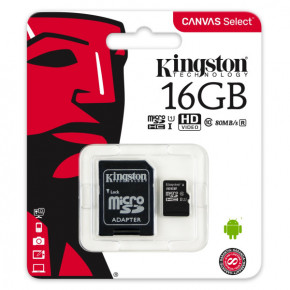   Kingston microSDHC UHS-I 80R 16GB class 10+SD 4