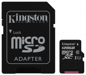   Kingston microSDXC UHS-I 80R 128GB class 10+SD