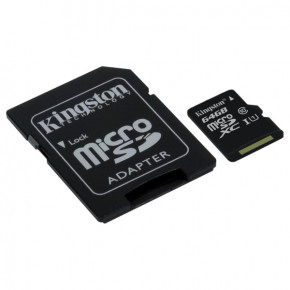   Kingston microSDXC UHS-I 80R 64GB class 10+SD 3