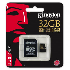   Kingston 32GB microSDHC C10 UHS-I U3 R90/W45MB/s 4K + SD  (SDCG/32GB) 4