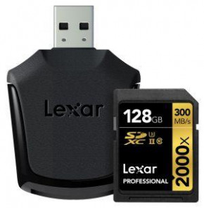   Lexar Pro 128GB SDXC C10 UHS-II U3 R300/W260MB/s 4K (LSD128CRBEU2000R)