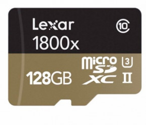   Lexar Pro 128GB microSDXC UHS-II U3 R270/W110MB/s 4K + SD + USB reader (LSDMI128CRBEU1800R)