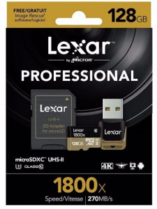   Lexar Pro 128GB microSDXC UHS-II U3 R270/W110MB/s 4K + SD + USB reader (LSDMI128CRBEU1800R) 3