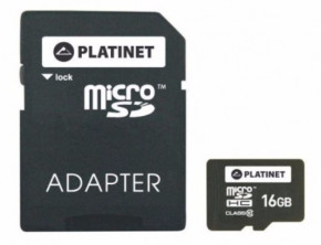   Platinet microSDHC 16 GB Class 10 + SD adapter (PMMSD1610)