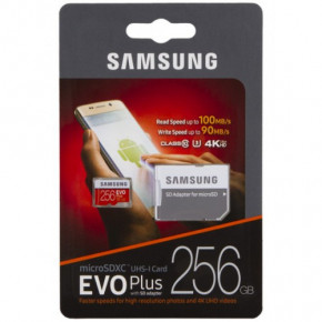   Samsung 256GB EVO Plus microSDXC UHS-I U3 lass10  4