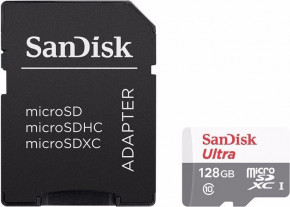   SanDisk 128GB microSDXC C10 UHS-I R48MB/s Ultra Android + SD (SDSQUNB-128G-GN6TA)