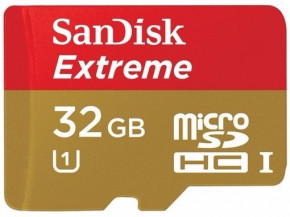   SanDisk 32GB microSDHC V30 A1 UHS-I U3 R100/W60MB/s 4K Extreme Action + SD (SDSQXAF-032G-GN6AA)