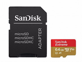   SanDisk 64GB microSDXC V30 A1 UHS-I U3 R100/W60MB/s 4K Extreme + SD (SDSQXAF-064G-GN6MA) 3