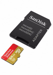   SanDisk 64GB microSDXC V30 A1 UHS-I U3 R100/W60MB/s 4K Extreme + SD (SDSQXAF-064G-GN6MA) 4