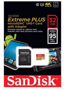   SanDisk 32GB microSDHC V30 A1 UHS-I U3 R100/W90MB/s 4K Extreme Pro + SD (SDSQXCG-032G-GN6MA) 5