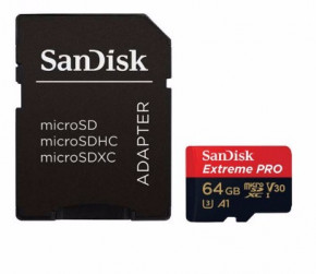   SanDisk 64GB microSDXC V30 A1 UHS-I U3 R100/90MB/s 4K Extreme Pro + SD (SDSQXCG-064G-GN6MA) 3