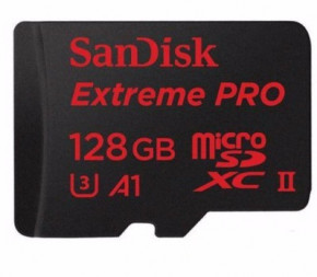   SanDisk 128GB microSDXC V30 A1 UHS-I U3 R100/W90MB/s 4K Extreme Pro + SD (SDSQXCG-128G-GN6MA)