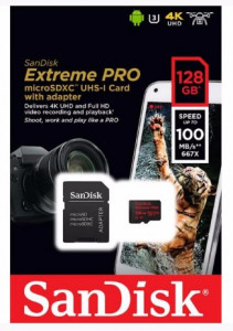   SanDisk 128GB microSDXC V30 A1 UHS-I U3 R100/W90MB/s 4K Extreme Pro + SD (SDSQXCG-128G-GN6MA) 3