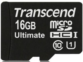   Transcend microSDHC 16GB Class 10 UHS-I (adapter SD) (TS16GUSDHC10U1)