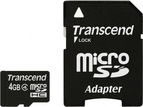   Transcend microSDHC class 4 SD adapter 4Gb