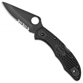  Spyderco Delica 4 Plain/Serrated, Black Blade (C11PSBBK)