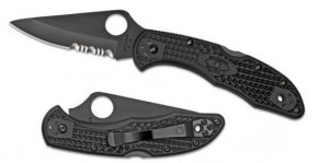  Spyderco Delica 4 Plain/Serrated, Black Blade (C11PSBBK) 3