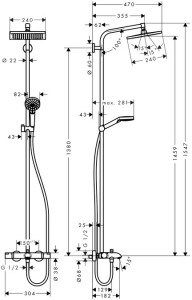   Hansgrohe Crometta E 240 1jet Showerpipe (27298000) 3