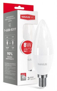 LED  Maxus C37 CL-F 8W 4100K 220V E14 (1-LED-5318) 3