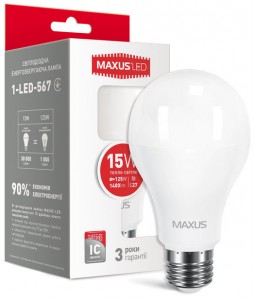 LED  Maxus A70 15W 3000K 220V E27 (1-LED-567) 3