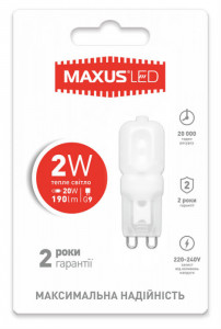  Maxus G9 2W 3000K 220V (1-LED-201)