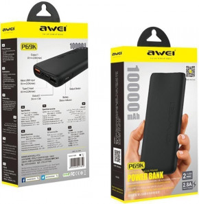   Awei P69K Power Bank 10000mAh Li-Polimer Black 5