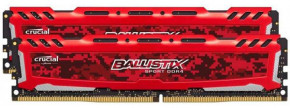   Micron Crucial Ballistix Sport DDR4 2666 8GB*2 KIT, Red (BLS2C8G4D26BFSE) 3