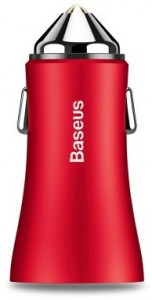    Baseus USB Car Charger Golden 2xUSB 12W 2.4A Red