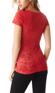   Guess Kelley Burnout Henley XS Heartache Red 3