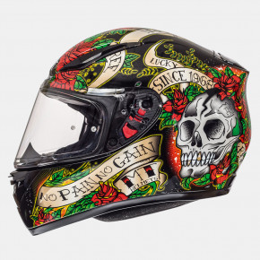  MT Helmets REVENGE Skull and Roses Gloss black-red XL