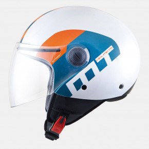  MT Helmets STREET METRO Pearl White/Orange/Blue L