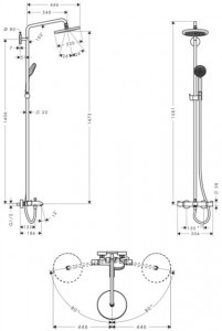   Hansgrohe Croma 220 Showerpipe 27223000 3