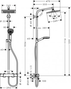   Hansgrohe Crometta E 240 1jet Showerpipe  3