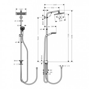   Hansgrohe Crometta E 240 1jet Showerpipe Ren EcoSmart 3