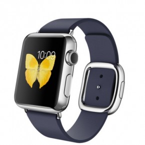 - Apple Watch 38mm Stainless Steel Case with Midnight Blue Modern Buckle (MJ332)