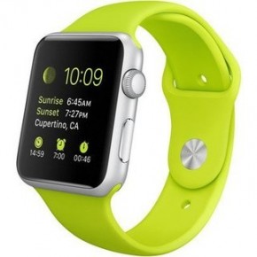 - Apple Watch Sport 42mm Silver Aluminum Case with Green Sport Band (MJ3P2)