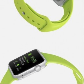 - Apple Watch Sport 42mm Silver Aluminum Case with Green Sport Band (MJ3P2) 5